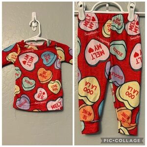 Sweethearts valentine's day candy print red two piece pajama set 12 months
